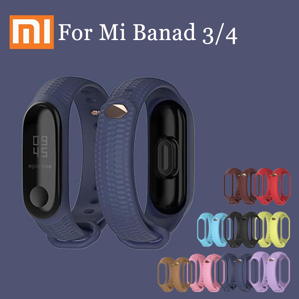 Dây Đeo Thay Thế Chất Liệu Silicon Màu Trơn Cho Xiaomi Mi Band 4 3 5 Mi