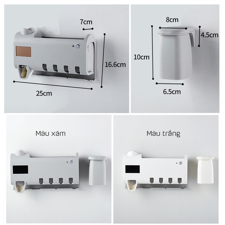 KỆ ĐỰNG NHÀ TẮM ĐỰNG BÀN CHẢI THÔNG MINH LẤY KEM ĐÁNH RĂNG TỰ ĐỘNG KÈM 2 CỐC NAM CHÂM CAO CẤP (CÓ UV DIỆT KHUẨN)