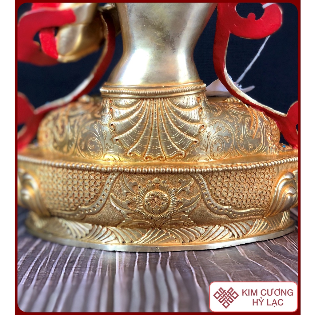 Tượng Tara Trắng Mật Tông Nepal Cẩn Đá 33Cm
