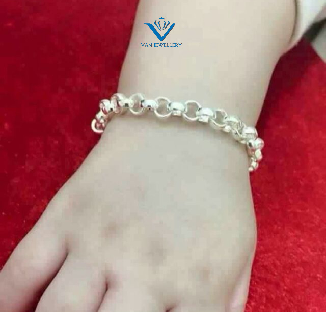 Lắc tay bạc Lắc móc xích tròn cho bé free size
