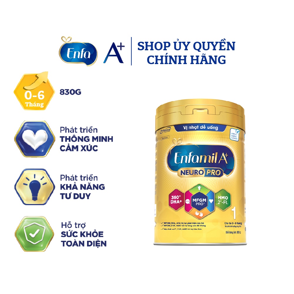 Sữa Bột Enfamil A+ Neuropro 1 Với 2’-FL HMO – 830g Vị Nhạt Dễ Uống