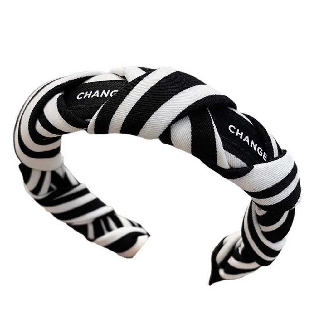 Băng Đô Cài Tóc Bản Rộng Họa Tiết Kẻ Sọc In Chữ Ngọt Ngào Thanh Lịch Cho Nữ