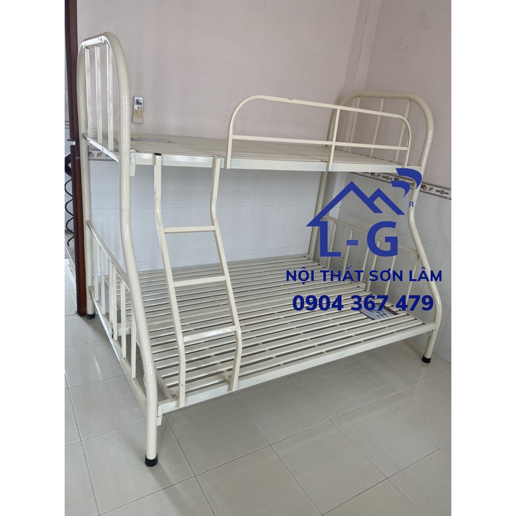 Giường sắt 2 tầng - giường tầng dưới 1m6 tầng trên 1m2