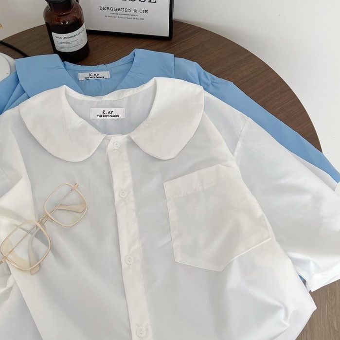 Áo Sơ Mi Tay Lỡ Cổ Sen, Sơ Mi Học Sinh Thái Lan - Ảnh Thật - Titto Closet