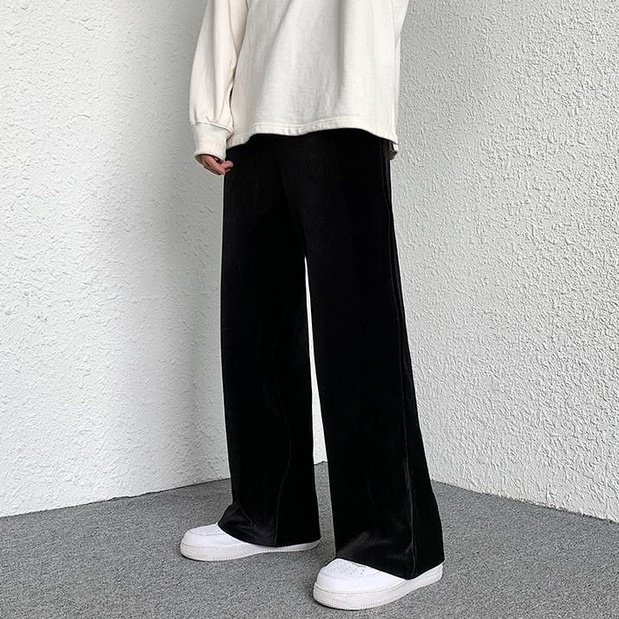 Quần dài ống rộng lót nhung phong cách Hàn Quốc thời trang cho nam