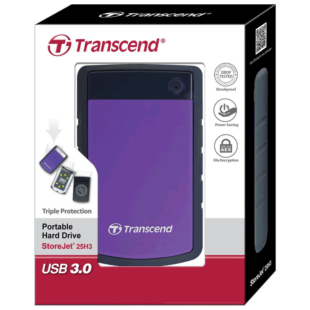 Ổ cứng di động HDD Transcend StoreJet 25H3 500GB 2.5" USB 3.0 - Hàng Chính Hãng