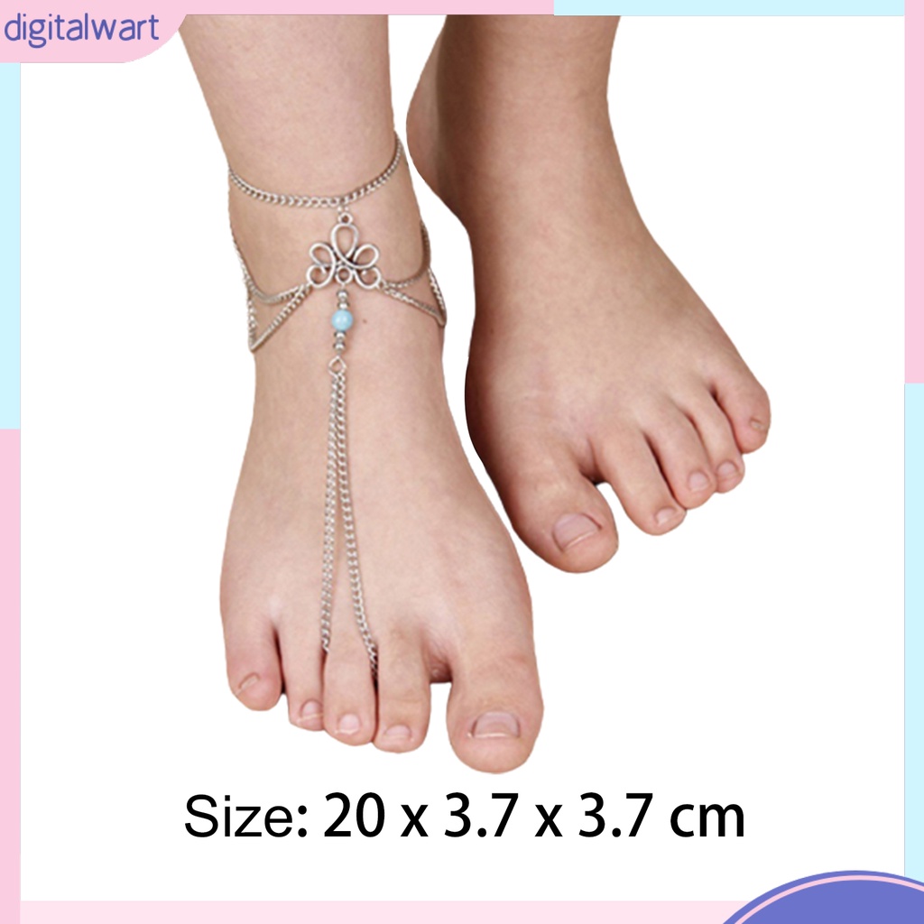Lắc chân đính hạt ngọc lam độc đáo