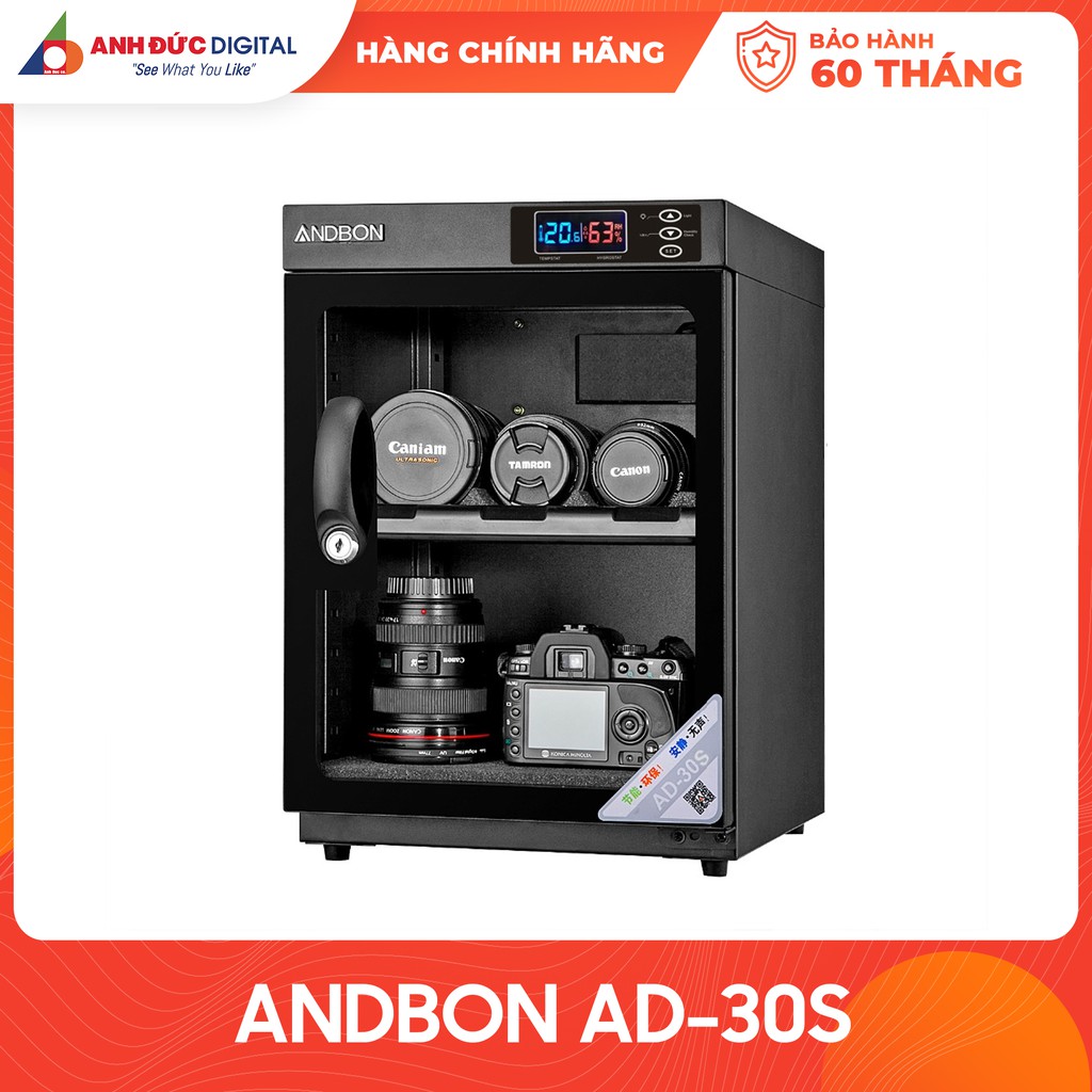 Tủ chống ẩm ANDBON AD-30S cho máy ảnh - Bảo hành 24 tháng