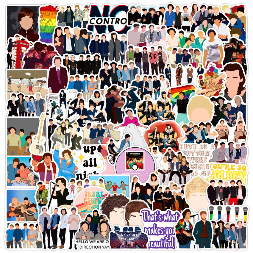 100Pcs/Set ❉ One Direction 1D - Series B Pop Music Band Stickers ❉ Louis Tomlinson Harry Edward Styles Liam Payne Niall James Horan DIY Fashion Luggage Laptop Skateboard Decals Doodle Stickers