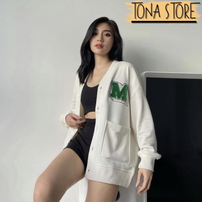 Áo cardigan nỉ bông cotton unisex dưới 85kg tonastore - Thêu logo M missout | BigBuy360 - bigbuy360.vn