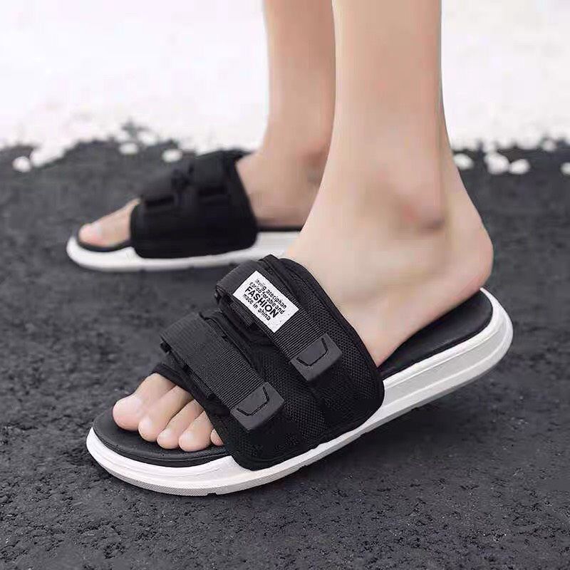 (Có 2 Màu) Dép quai ngang nam nữ unisex inviti Fashion quai dán mới