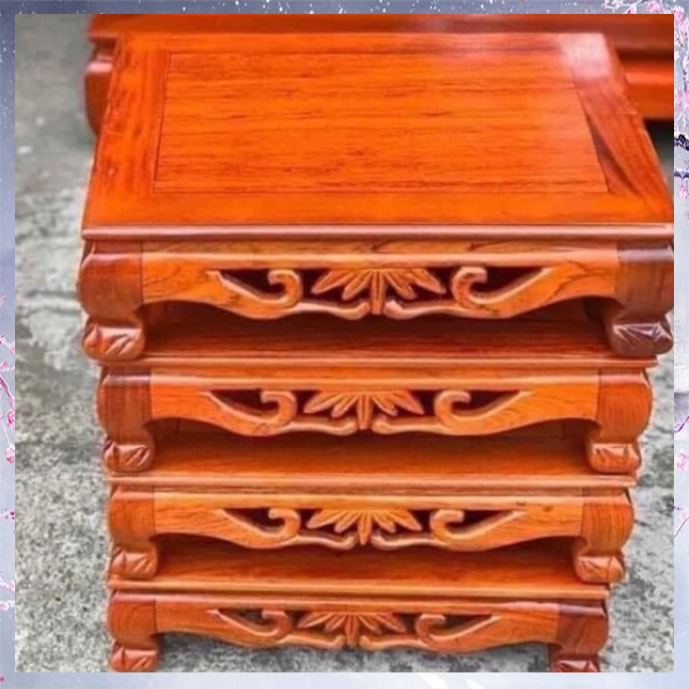 Kỷ trúc gỗ Hương Đá | Khay trà | Kệ Kê Cây Cảnh cao 12cm