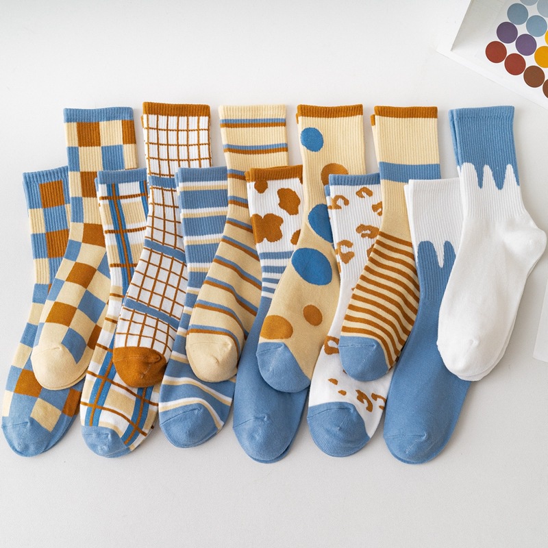 Tất vớ nữ cổ cao caro cotton phong cách hàn quốc dày dặn cute TN10