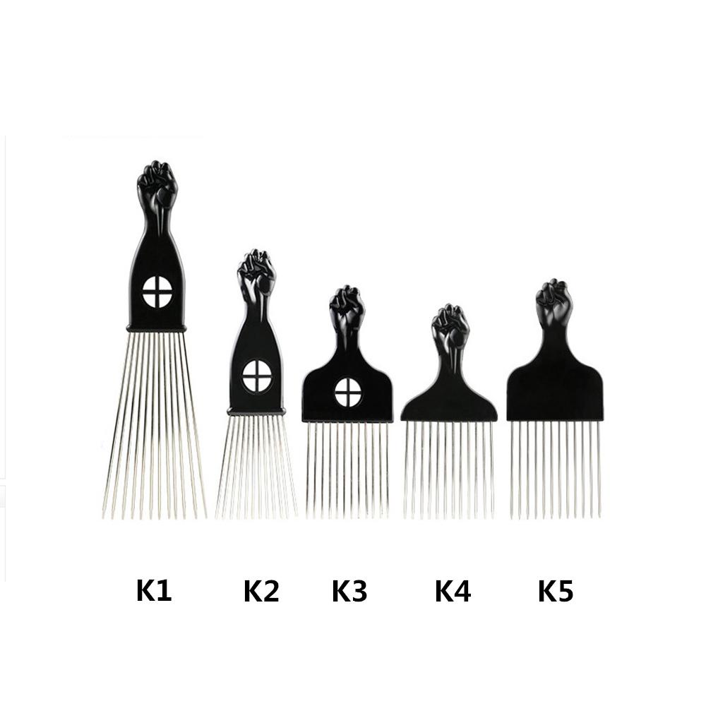 [Hàng mới về] Lược afro pick chải tóc giả tạo kiểu xoăn/ thắt bím răng kim loại màu đen bền bỉ thời trang cho nam nữ