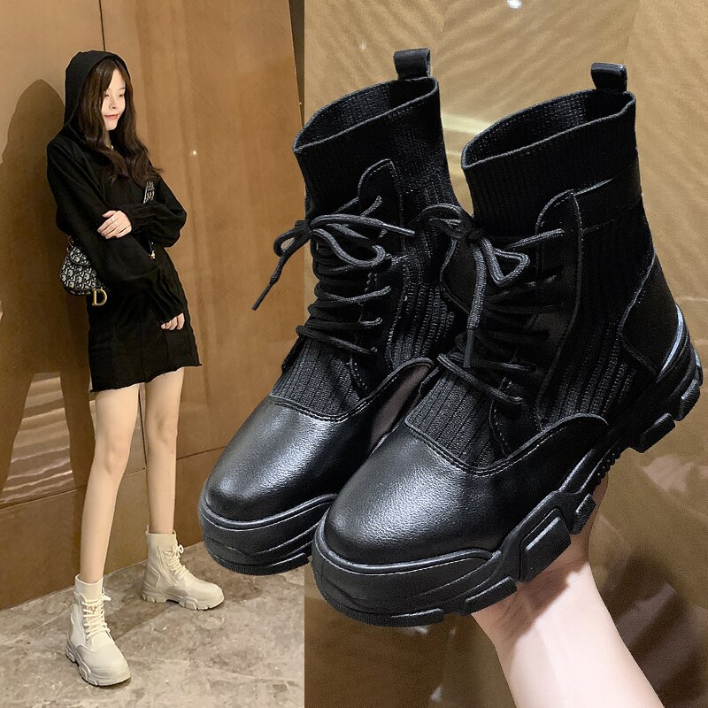 Martin Boots Women new autumn / winter 2020 breathable UK Thick high bottomed British wind shoes Women's high heels