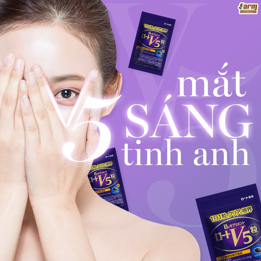 Viên Uống Sáng Mắt Rohto V5 Nhật Bản + Tặng Túi Xách Rohto V5 Như Hình | Thế Giới Skin Care
