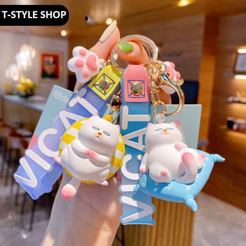 Móc khóa Cao Cấp Mèo VIVICAT nằm và ngồi siêu ngầu