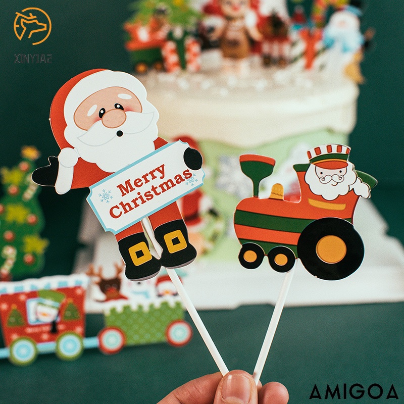 ✨✨Phụ kiện trang trí bánh kem họa tiết ông già noel dịp giáng sinh