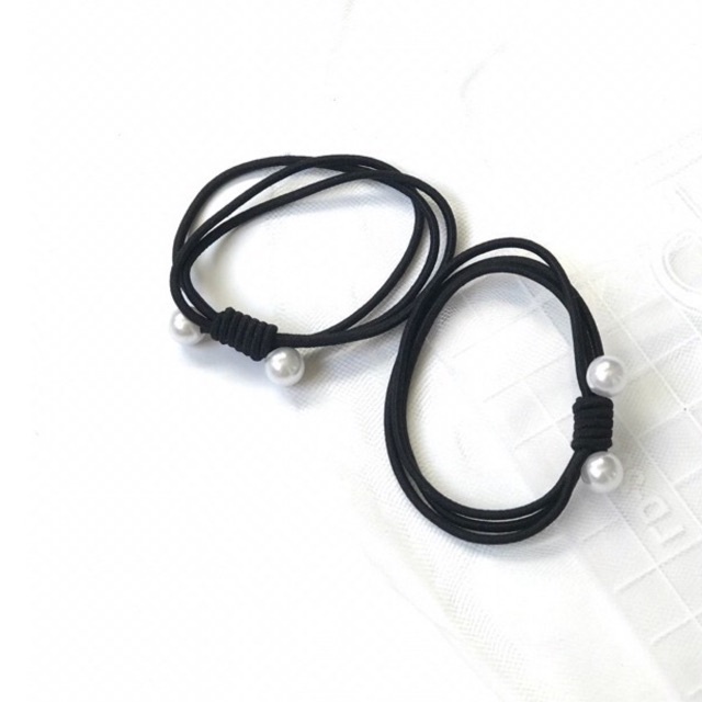 Dây buộc tóc trơn nhiều màu đính hạt trai giả thời trang cho nữ