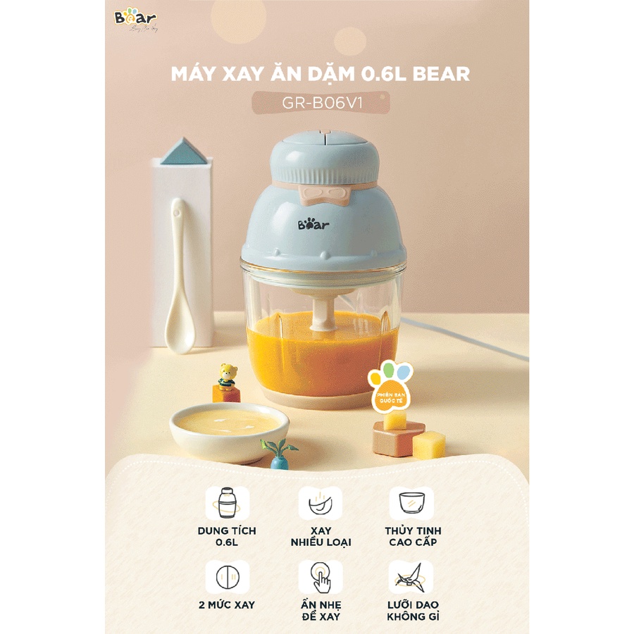 [Mã ELHA22 giảm 5% đơn 300K] Máy xay ăn dặm mini 0.6L Bear QSJ-C02K1 (GR-B06V1)_Hàng chính hãng