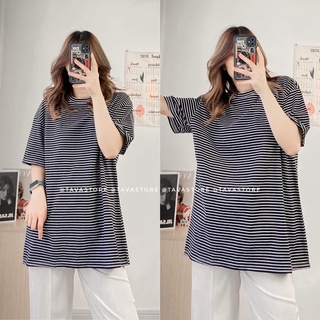 Áo thun tay lỡ sọc form rộng