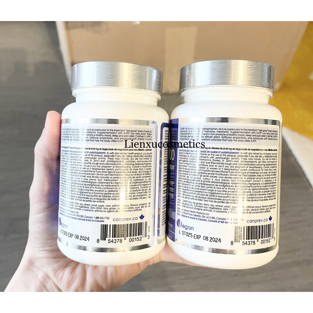 Viên uống Canprev’s 5-HTP 100 hộp 60 viên; HSD T7/2025