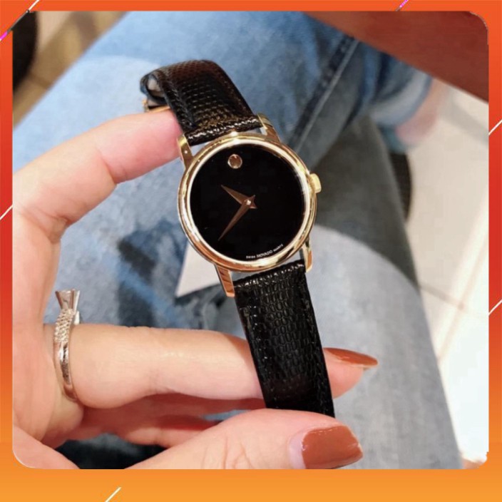 Đồng hồ nữ Movado da đen sang chảnh hợp trend thời trang giưới trẻ, chống nước , bảo hành 12 tháng