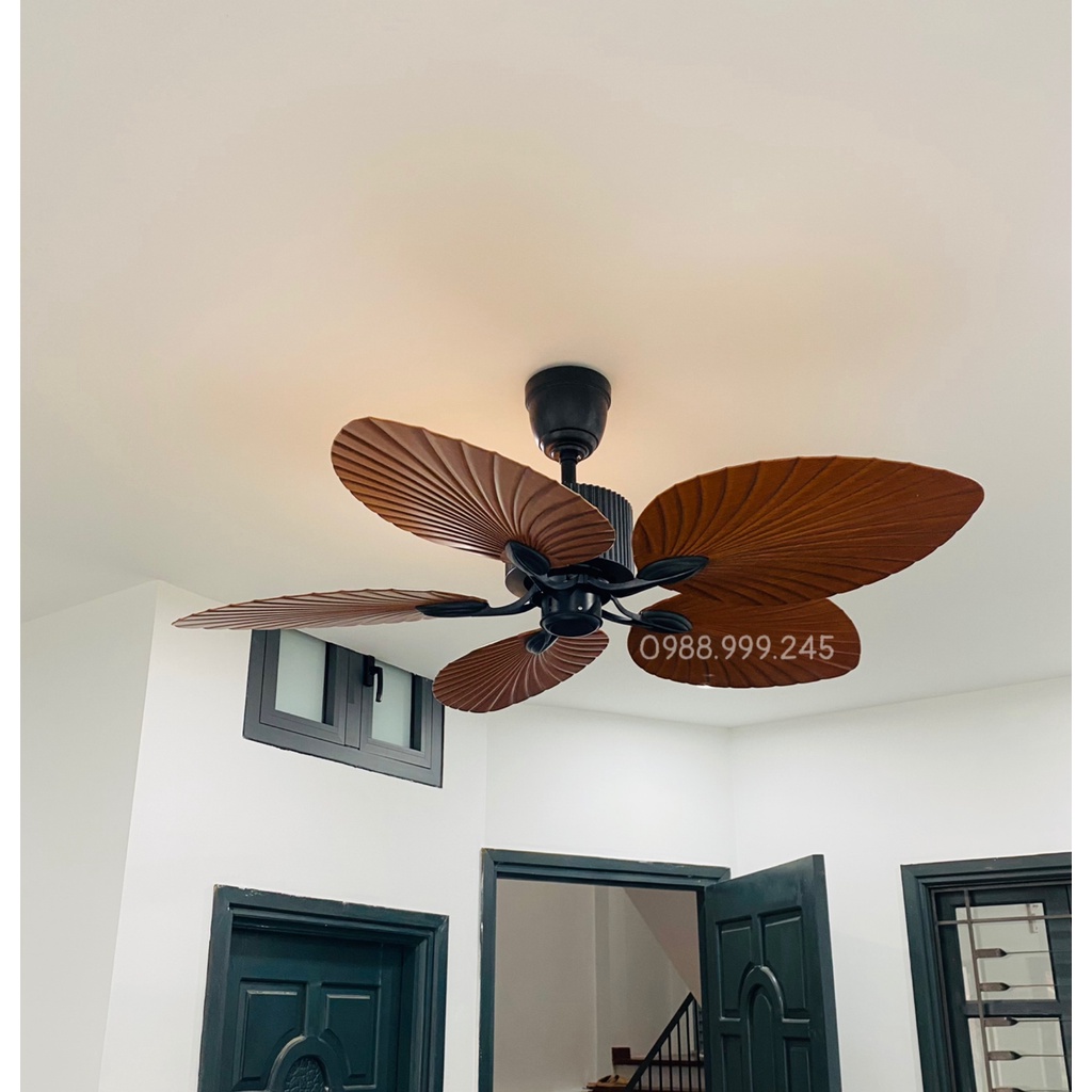 Quạt trần hình lá cọ,quạt trần trang trí động cơ DC 6 cấp gió sử dụng cho phòng khách-khách sạn-nhà hàng [ hàng loại I ]