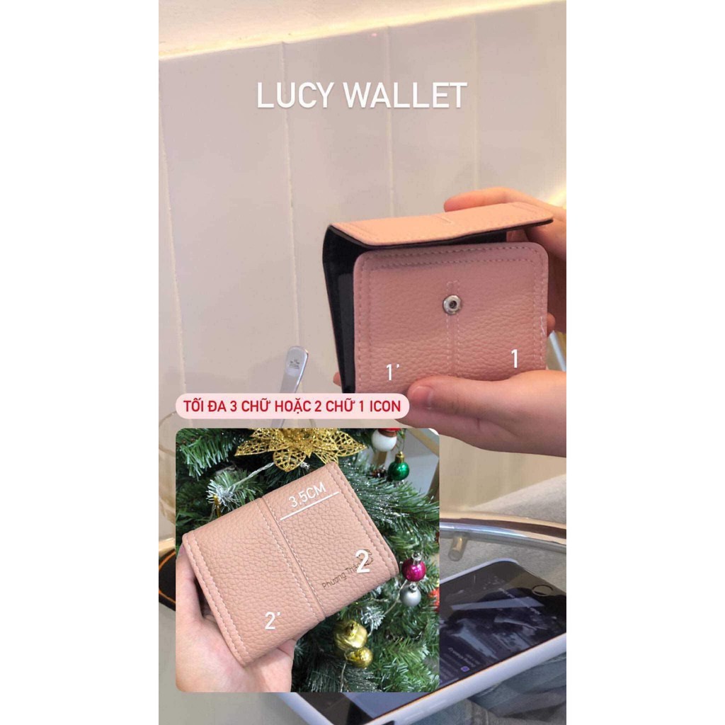 Ví da nhỏ đựng thẻ tiện mặt tiện dụng khắc tên theo ý thích - Lucy Wallet - VuVer