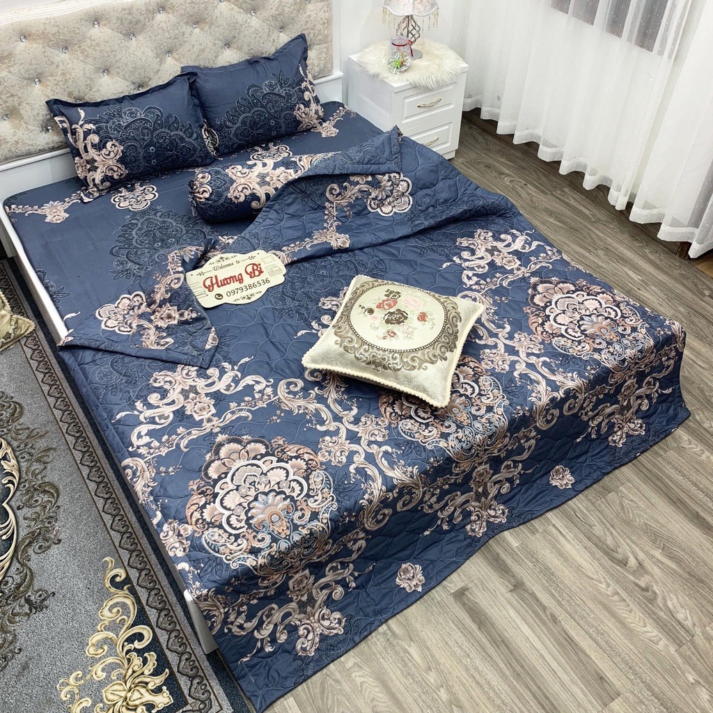 Bộ Chăn hè Ga Gối Cotton Poly Combo 5 Món - Hàng đẹp - Hương Vũ Bedding
