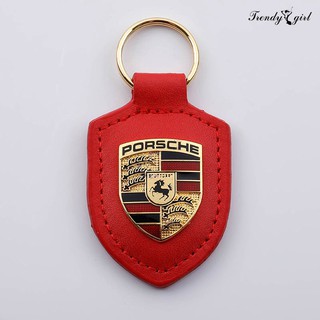 Móc Khóa Hình Logo Porsche Bằng Da