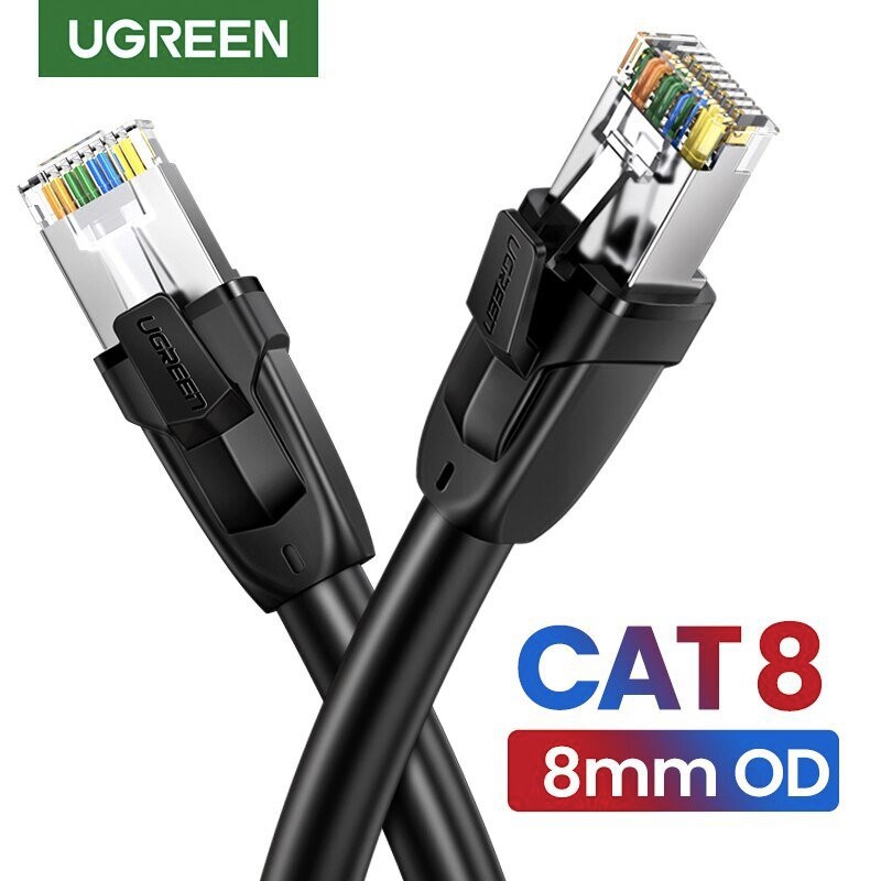 Cáp mạng CAT8 RJ45 Cao Cấp Ugreen 70328 70329 70330 70172 (S/FTP hổ trợ 25Gbps 2000MHz) Chính Hãng NW121