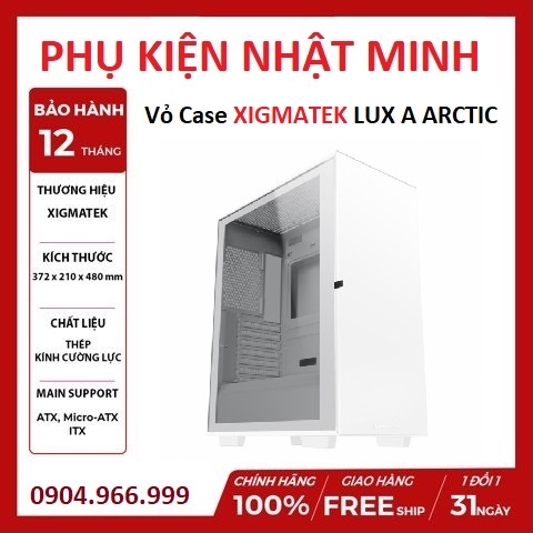 Vỏ case Xigmatek LUX A Arctic trắng tinh khôi, chất liệu siêu xịn đường nét tinh tế hút mọi ánh nhìn