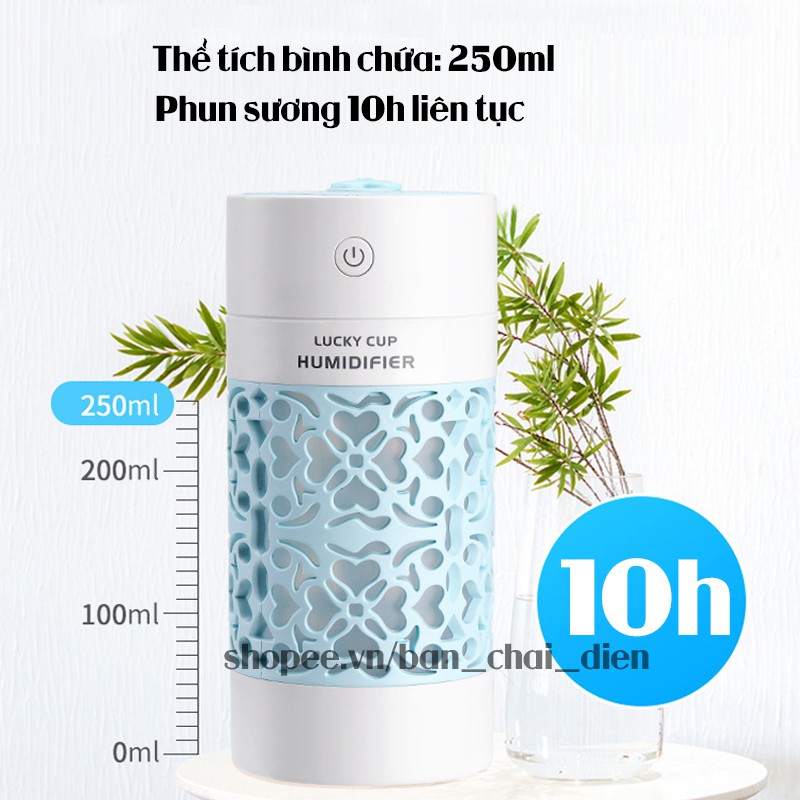 Máy phun sương mini tạo độ ẩm Lucky Cup thể tích 250ml có thể dùng làm máy phun tinh dầu (Hachico)