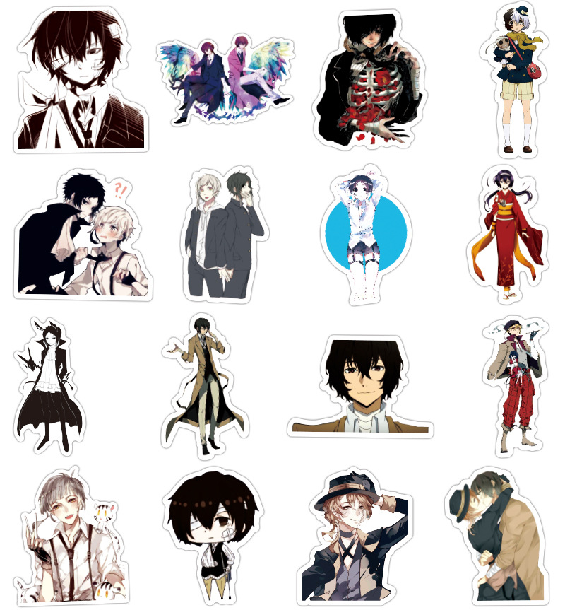 Z & m❀Miếng Dán Trang Trí Hình Chú Chó bungou stray Dogss Đáng Yêu❀Bộ 50 Miếng Dán Chống Thấm Nước Cho Bé 50 Món