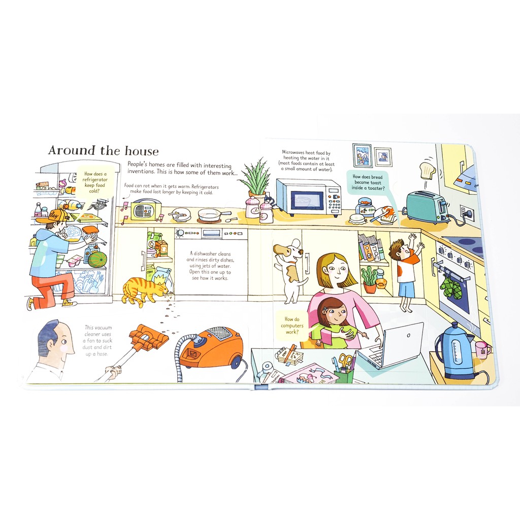 Sách lật mở khám phá Look Inside How things work Usborne cho bé học tiếng anh