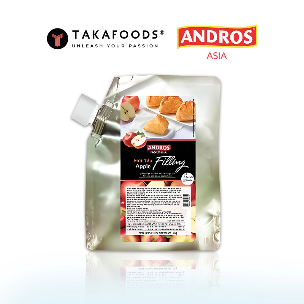 Mứt Làm Bánh Fruit Filling Andros Vị Táo Túi 1 Kg. Hàng công ty có sẵn giao ngay