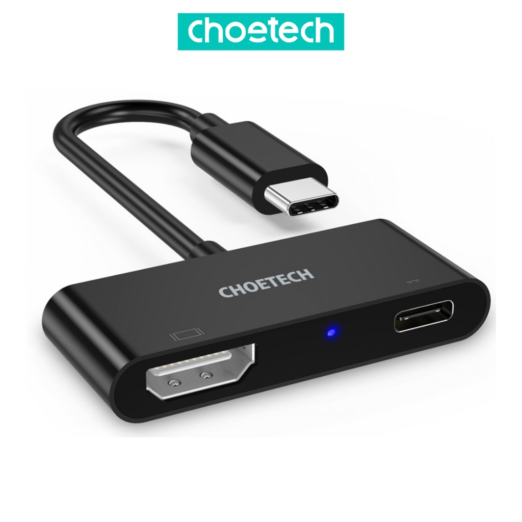 Hub Adapter Chuyển Đổi 2 Cổng USB Type C To HDMI 4K 60Hz Và PD 60W CHOETECH HUB-M03 - Hàng Chính Hãng