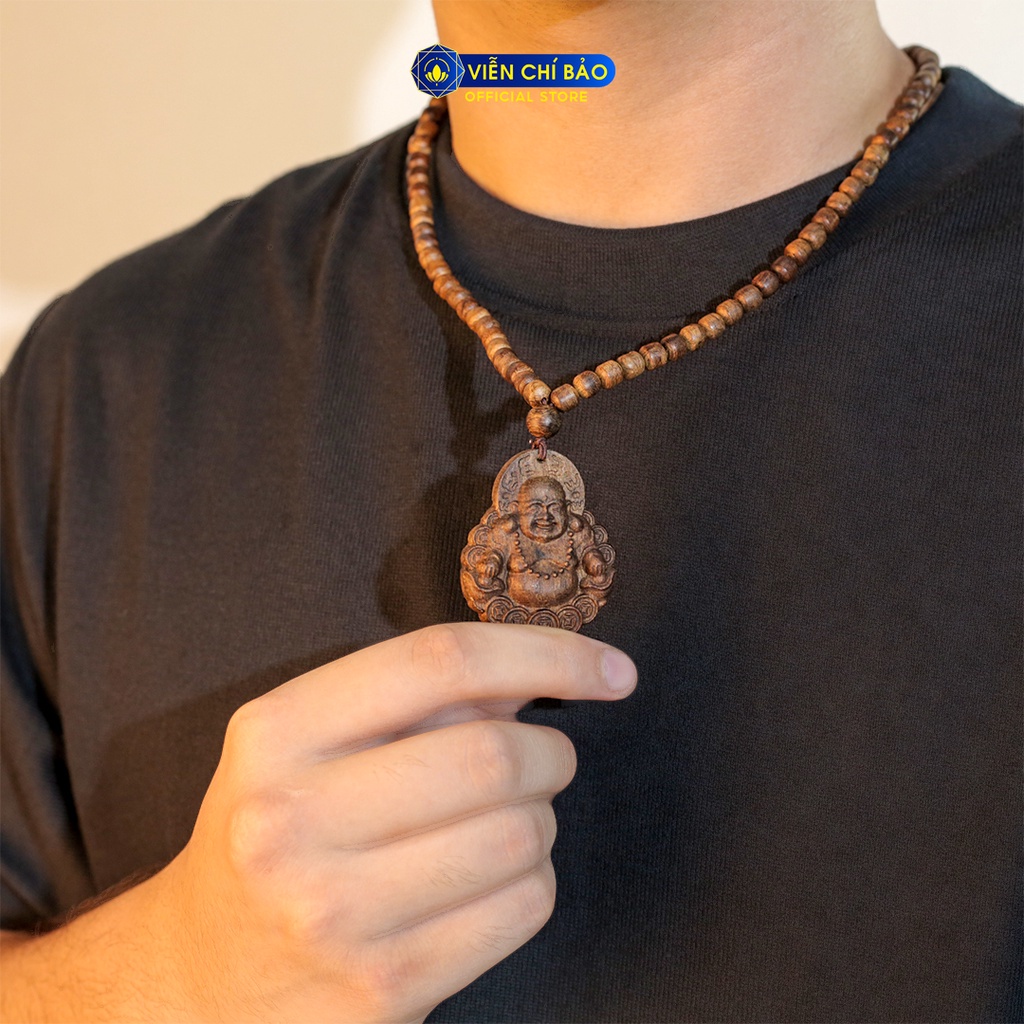 Chuỗi trầm hương Indo bầu dục 108 hạt mix phật Di Lặc Phú Quý thời trang phụ kiện trang sức Viễn Chí Bảo V000811