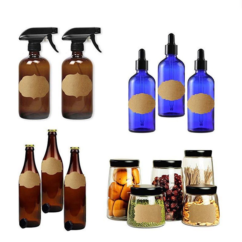 Cuộn 300 Nhãn Dán Giấy Kraft Dùng Trang Trí Lọ Gia Vị/ Thực Phẩm Làm Thủ Công DIY