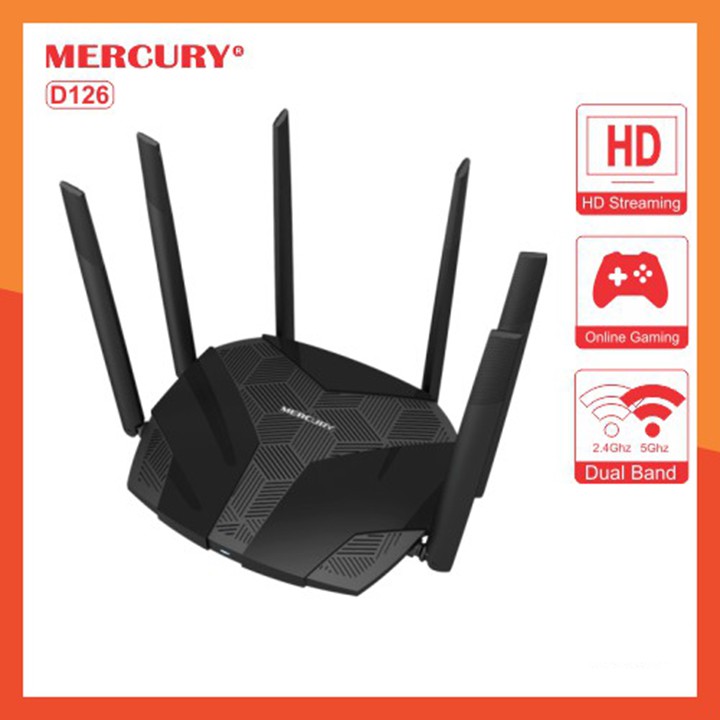 Router wifi 6 râu Mercury D126 1200M 4 cổng Lan 2.4gHz 5Ghz xuyên tường 5dBi - Bảnh hành 12 tháng
