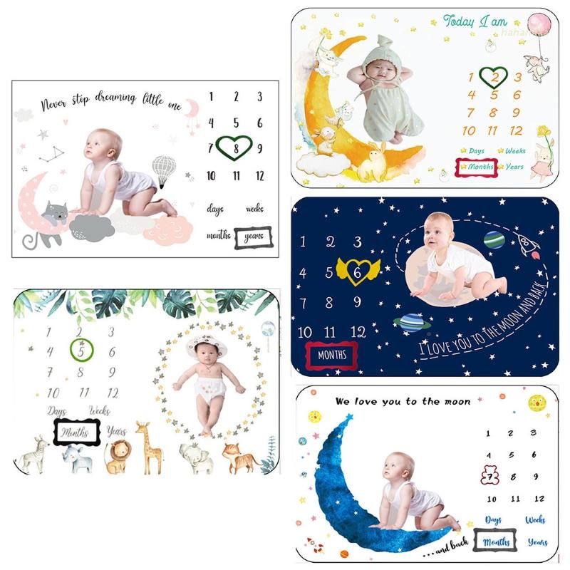 Bộ chăn quấn làm nền chụp ảnh đánh dấu cột mốc tháng tuổi cho em bé sơ sinh sáng tạo