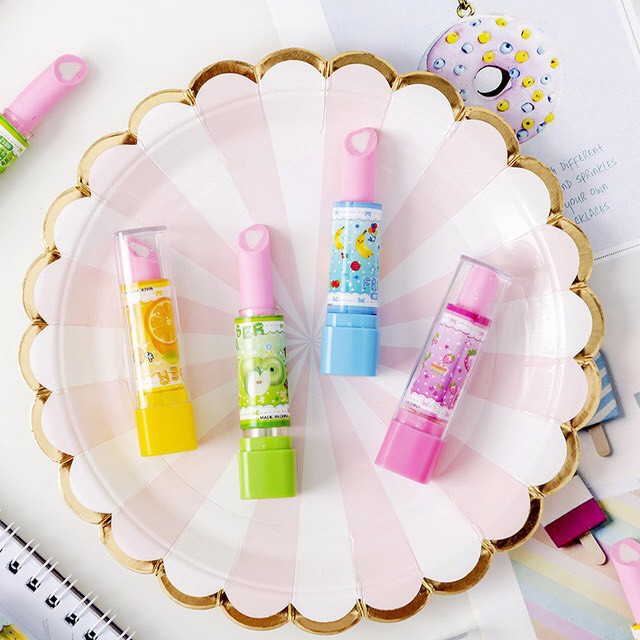 Combo 2 cây gôm tẩy bút chì hình cây son dễ thương