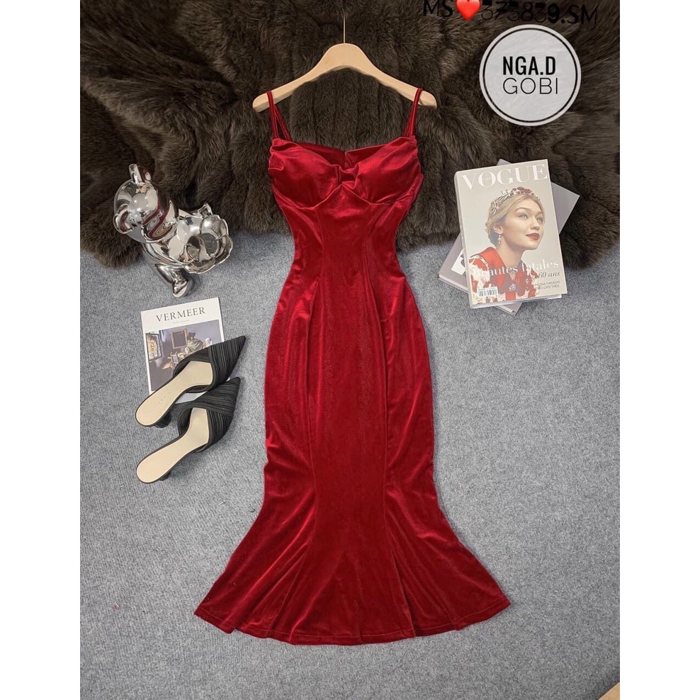 Đầm nhung cao cấp có mút ngực