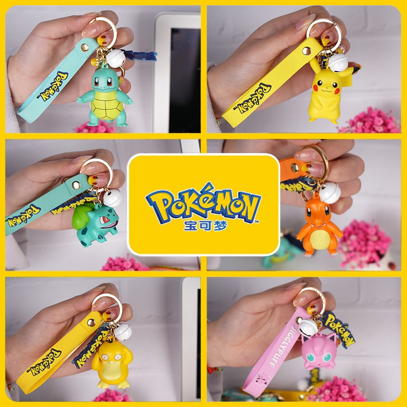 Original Pokemon Pikachu Keychain Pokémon Squirtle Psyduck Charmander Keychain Gift