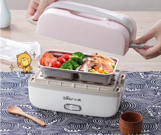 (TẶNG THÌA ĐŨA INOX, TÚI GIỮ NHIỆT 2 KHAY INOX) HỘP CƠM CẮM ĐIỆN CAO CẤP BEAR DHF-B10J2 | BigBuy360 - bigbuy360.vn