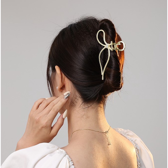 Kẹp tóc kim loại đính châu sang chảnh phong cách hàn quốc thời trang K22