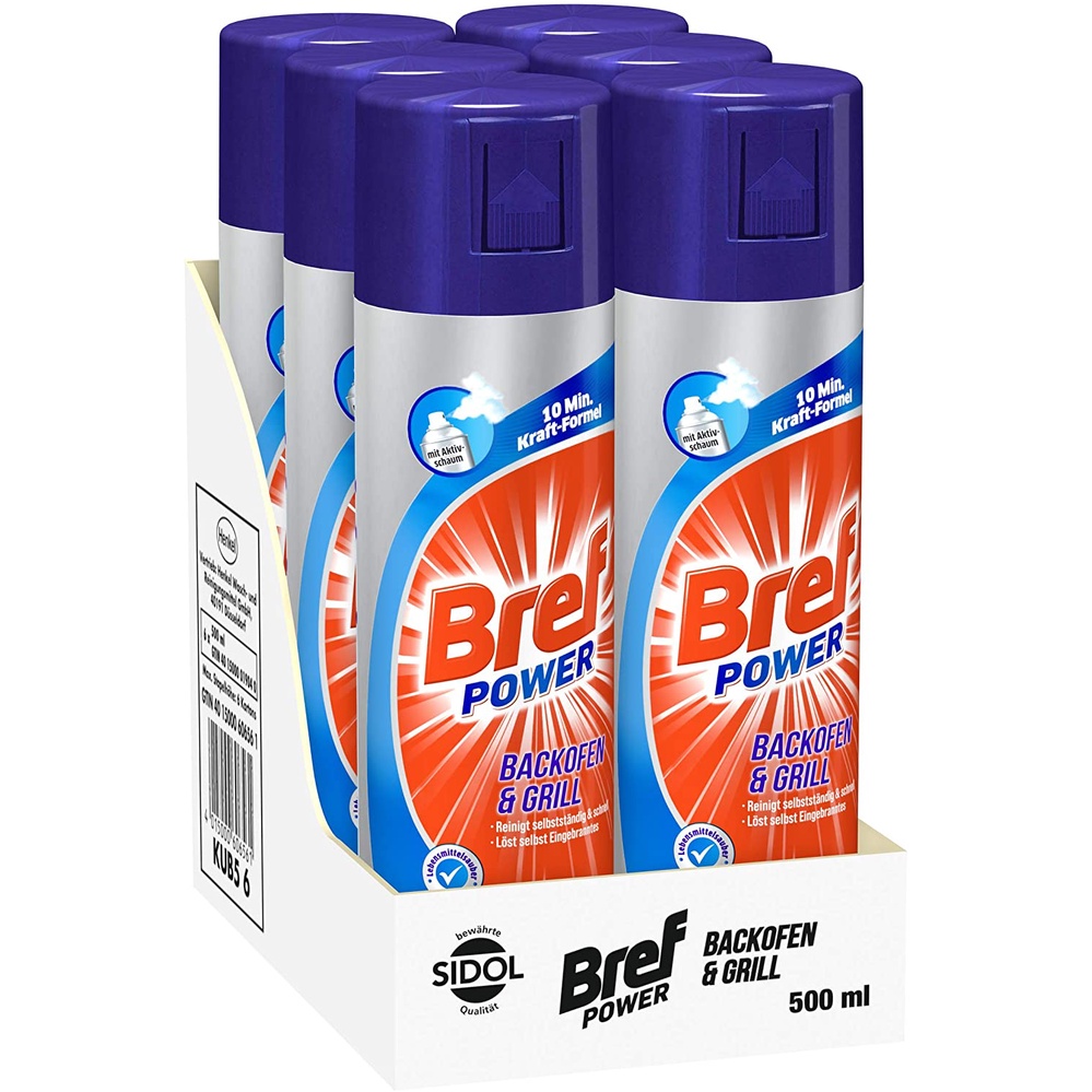 Bình xịt vệ sinh nồi chiên không dầu, lò nướng Bref Power 500ml tẩy rửa vỉ nướng, lò vi sóng [nhập Đức chính hãng]