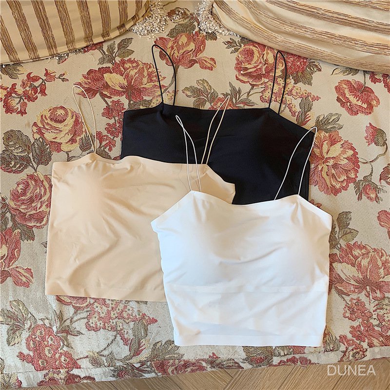 DUNEA Áo Hai Dây Không Đường May Có Mút Đệm Ngực Thiết Kế Mới Thời Trang Dành Cho Nữ