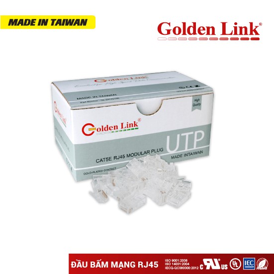 Đầu Bấm Mạng RJ45 Golden Link CAT5E UTP - 100 Đầu/ Bịch.